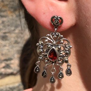 *Sterling silver* earrings with red stone